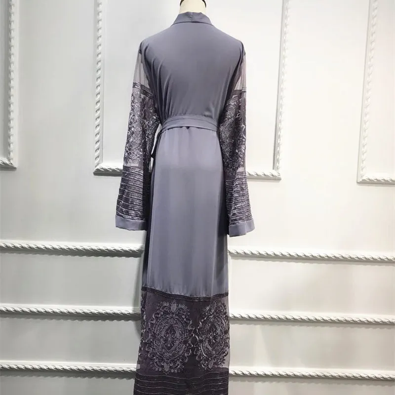 Women Pakistan Clothing Qatar Uae Muslim Kimono Hijab Front Open Abaya Sexy Arab Turkey Women Clothes Islamic Cardigans D703