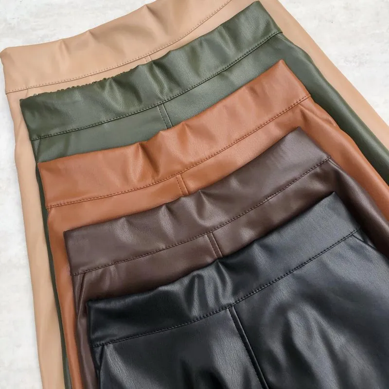 Women Skirts High Waist Elastic Latex Female Chic Flare Flare Long Skirt
