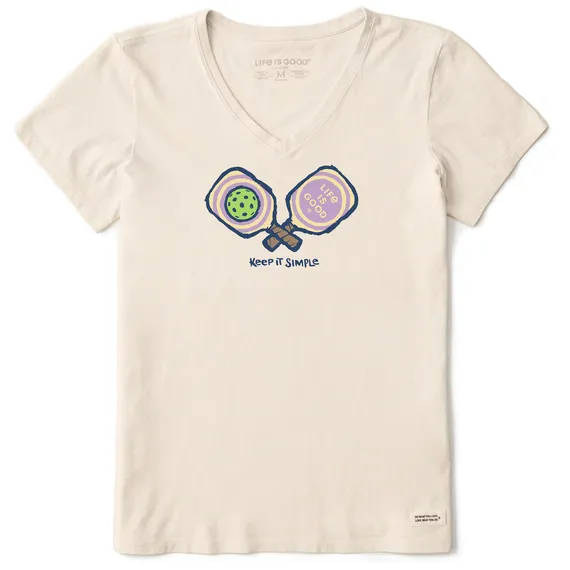 Women's Keep it Simple Pickleball Short-Sleeve Vee - Putty White